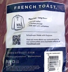 French Toast Kids School Wear Burgundy Long Sleeve Pique Polo size 2XL (18/20)