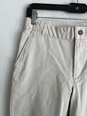 Izod Boys Begie 100% Cotton Flat Front Adjustable Waist Uniform Pant, 12 Husky