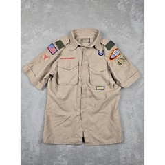 Boy Scouts of America Shirt Youth L Tan Vented Short Sleeve Patches Las Vegas