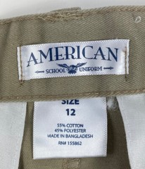 American School Uniform Boys Size 12 Khaki Tan Shorts