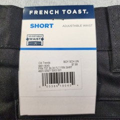 NWT French Toast Flat Front Uniform Shorts Boys Size 7 Black Adjustable Waist