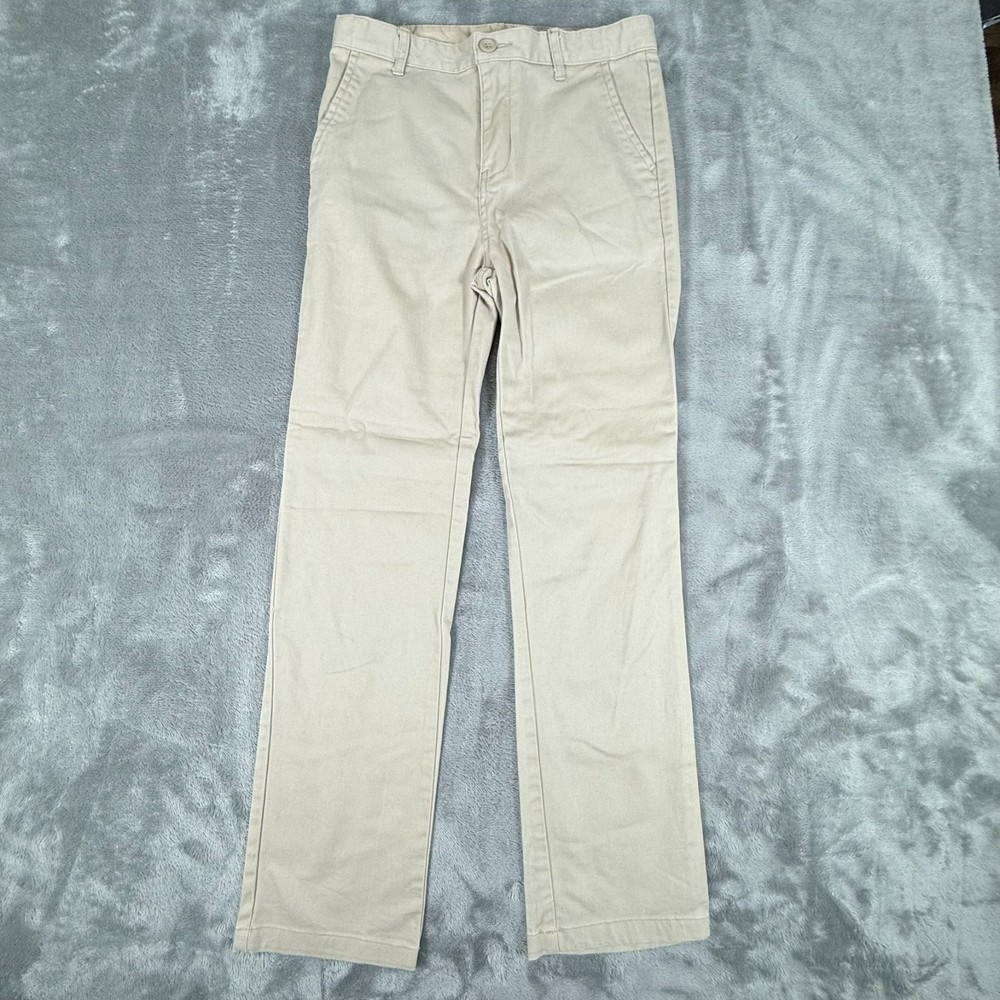 Old Navy Straight Chino Khaki Tan Pants Built In Flex Uniform Youth Boys 14 Slim