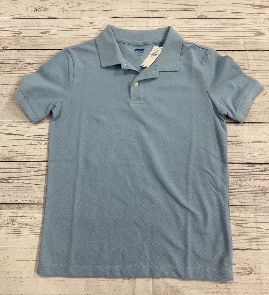 Old Navy Short Sleeve Polo Stretch School Uniform Shirt Size M(8) Light Blue