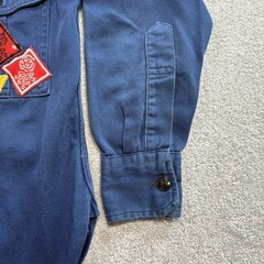 1960s Boy Scouts Of America Sanforized Uniform Shirt Navy Blue Patches NY VTG