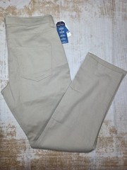 Nautica School Uniform Pants Boys 18 Husky Beige Khaki Stretch Adjustable Waist