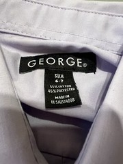George Boys Button Down Long Sleeve White Dress Purple Small 6-7