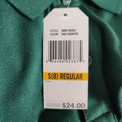 Nautica School Uniform Youth Polo Shirt S 8 Regular Cotton Blend Green 153