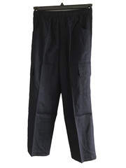BNWT Mens Sz Small Navy Blue Elastic Waist Cargo Side Pocket Pants Trousers