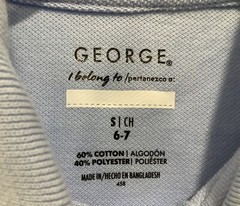 George Boys School Uniform Light Blue Short Sleeve Polo Shirt -Size Small (6-7)