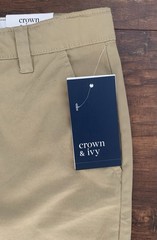 L@@K- Boys Crown & Ivy Khaki School Uniform Pants Sz 14 Husky Adj Wst NWT $46.50