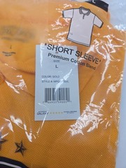 New Mens Large Authentic Galaxy School Uniform Polo Shirt Short Sleeve Gold