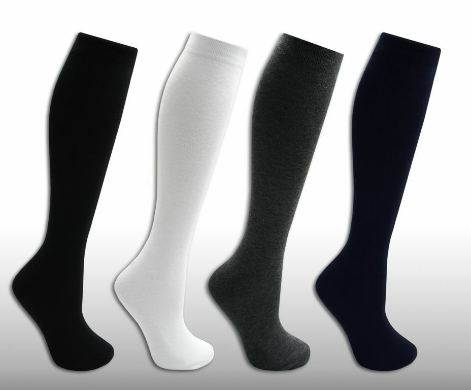 6 Pairs Of Cotton Knee High Socks For School (4 Colours / 4 Sizes)