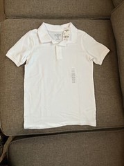 NEW Oshkosh Boys Size 8 School Uniform Polo Style Shirt Short Sleeve White