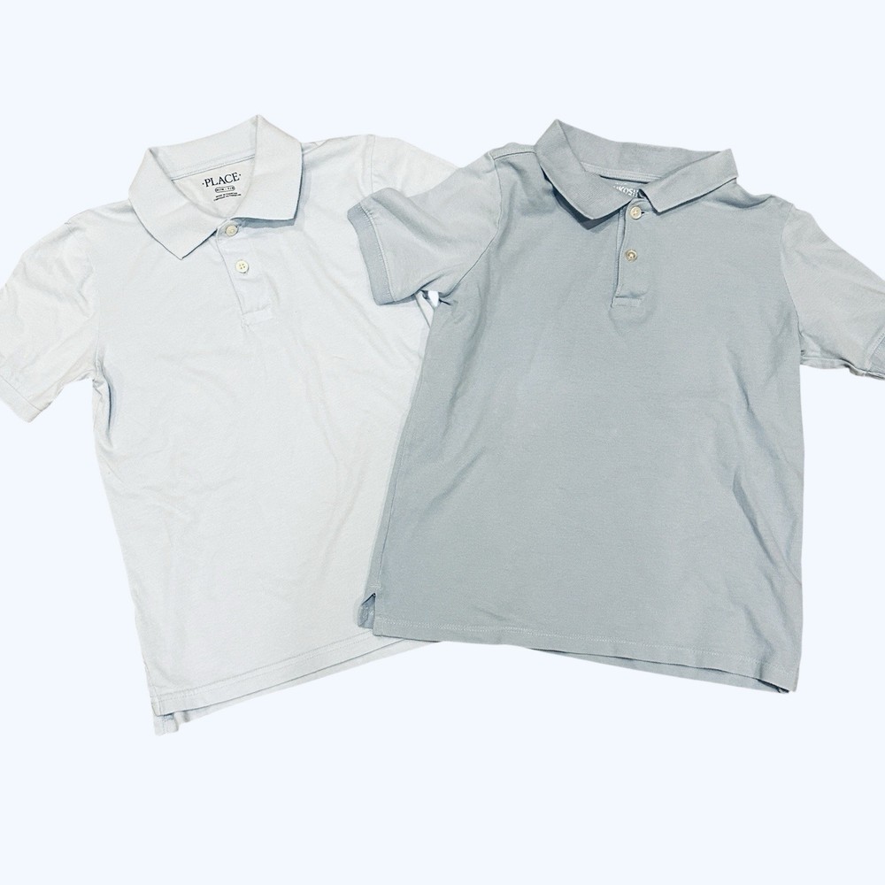 Children’s Place & Osh Kosh Boys’ Light Blue Polo Shirts Lot of 2 Sz 7/8 Preppy