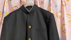 ^_^ Japanese SchoolBoy Uniform . Excellent . Black L~ XL. School Logo Button. 1