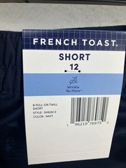 French Toast Uniform Shorts Boy Size 12 Short Navy Blue New W Tag Pockets