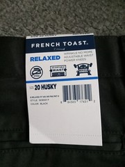 French Toast School Uniform Dress Pant Relaxed Fit, Boys 20 Husky, Black