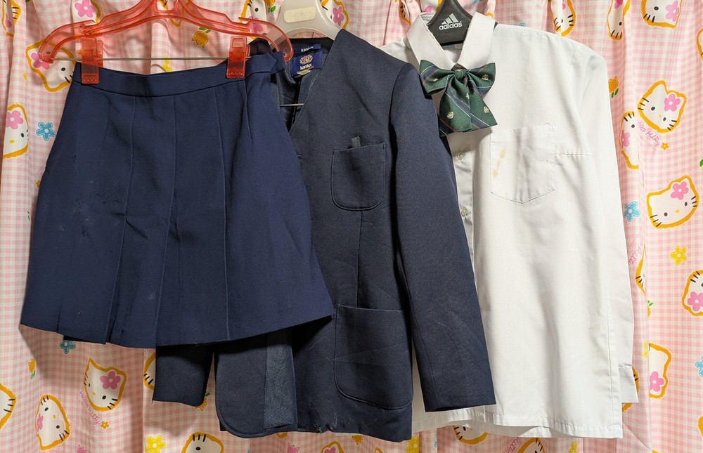 E141 ^_^Japanese SchoolGirl Uniform Winter! Defect Set! It’s still usable!! S~M