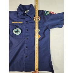 Boy Scouts of America Youth Medium Navy Blue Short Sleeve Uniform Shirt Patches