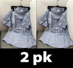 2pk DENNIS UNIFORM Unisex/Boys Oxford Short Sleeve Shirt, Blue Size Y20 Youth