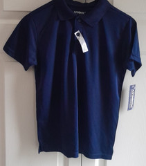 Authentic School Uniforms Boys Size 7-8 Moisture Wicking Polo Shirts Navy Blue