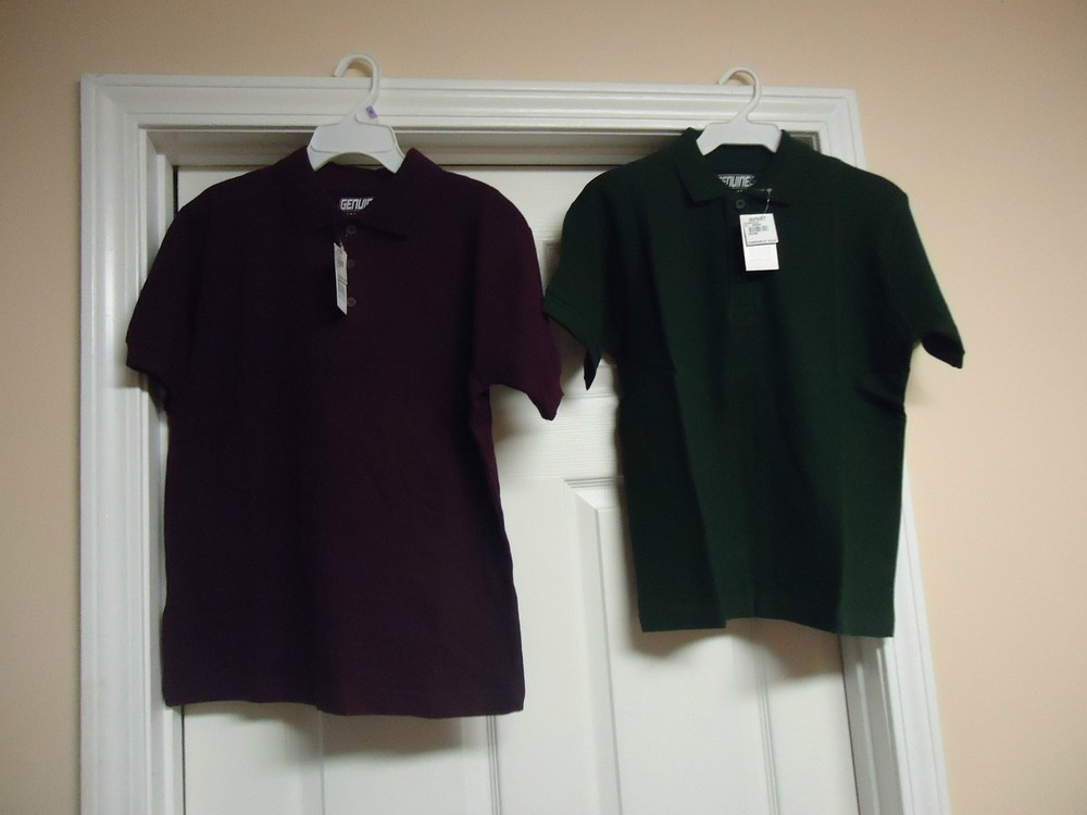 Boys Genuine School Uniform Short Sleeve Polo Pique Shirts Green Maroon New(H1)