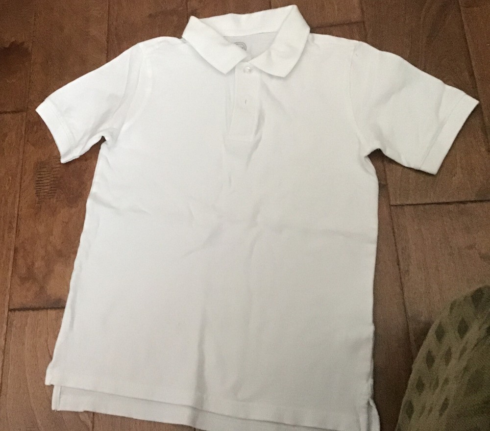 Boys Shirt, White, Polo Style Size 8 M, 100% Cotton, Wonder Nation