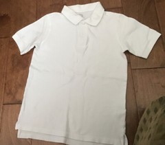 Boys Shirt, White, Polo Style Size 8 M, 100% Cotton, Wonder Nation