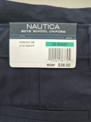 NAUTICA BOY’S SCHOOL UNIFORM SIZE 16 HUSKY NAVY PERFORMANCE UV PROTECTION 50+…