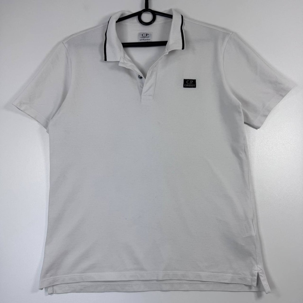 C.P Company Polo Shirt White Short Sleeve Logo Casual Italy Size Boys 14