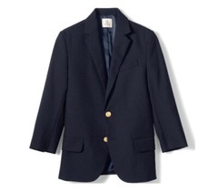 New Lands’ End Boys Husky Size 10 School Hopsack Blazer Deep Navy $93.