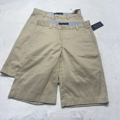 2 NWT Tommy Hilfiger School Uniform Khaki Shorts Boys 14 Beige Bermuda Chino