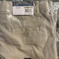 Boys Nautica School Uniform/Casual Khaki Flat Front Double Pad Knee Sz 14Husky