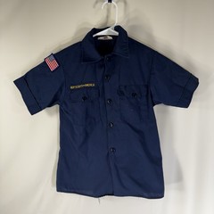 Boy Scouts BSA Cub Scouts Shirt Youth Medium Navy Short Sleeve Uniform Damaged