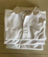 Lot of 3 Nautica Medium 10/12 School Uniform Shirts White Performance Fabric