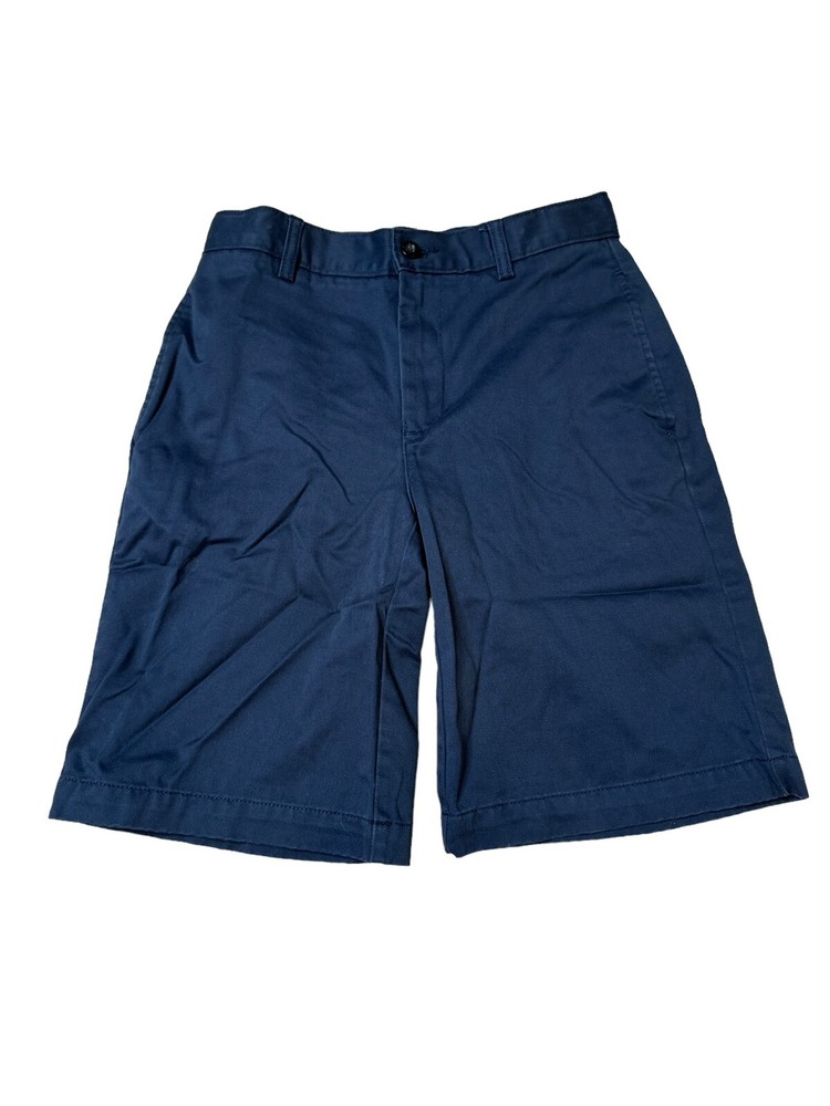 Lands’ End Boy’s Navy Blue Uniform Shorts Size 14 Slim 9.5” Inseam EUC