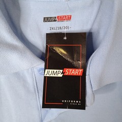 Jump Start Uniforms Shirt Kids Youth 2XL 18 20 Light Blue Short Sleeve Polo NEW