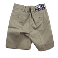 Authentic School Uniform Shorts Boys 6 Beige Elastic Waist Pleated Front NWT