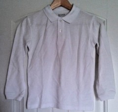George Boys School Uniforms Long Sleeve Pique Polo Shirt White Size Small 6-7