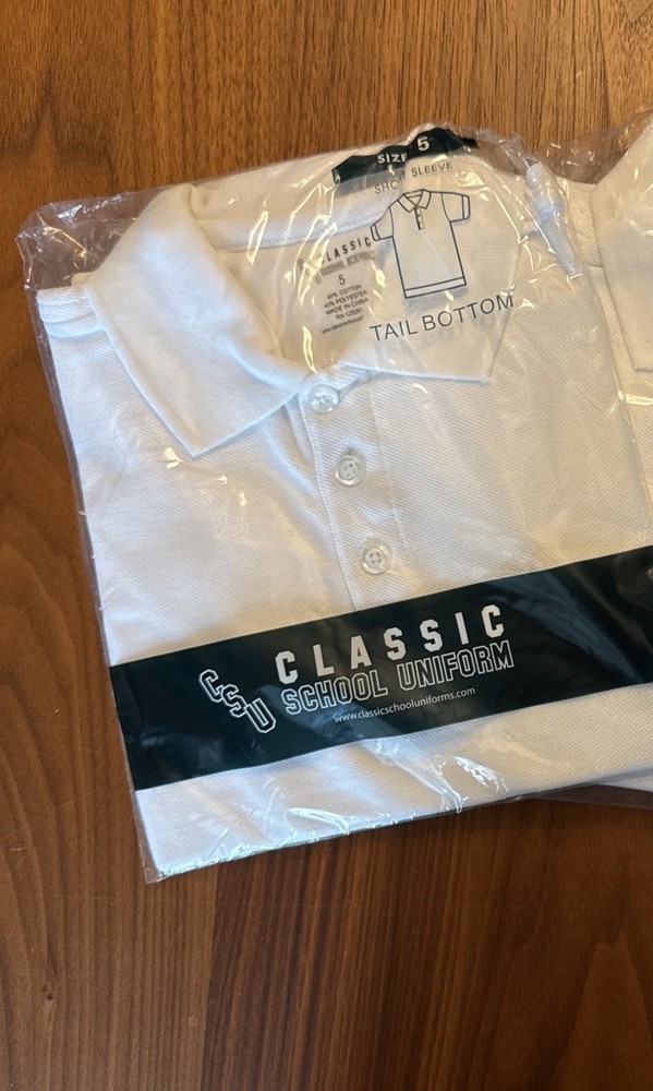 Classic School Uniform – Tail Bottom Boys White Short Sleeve Shirt Size 5
