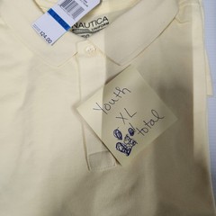 Nautica School Uniform Youth Polo Shirt Xl 18/20 Cotton Blend Light Yellow 138