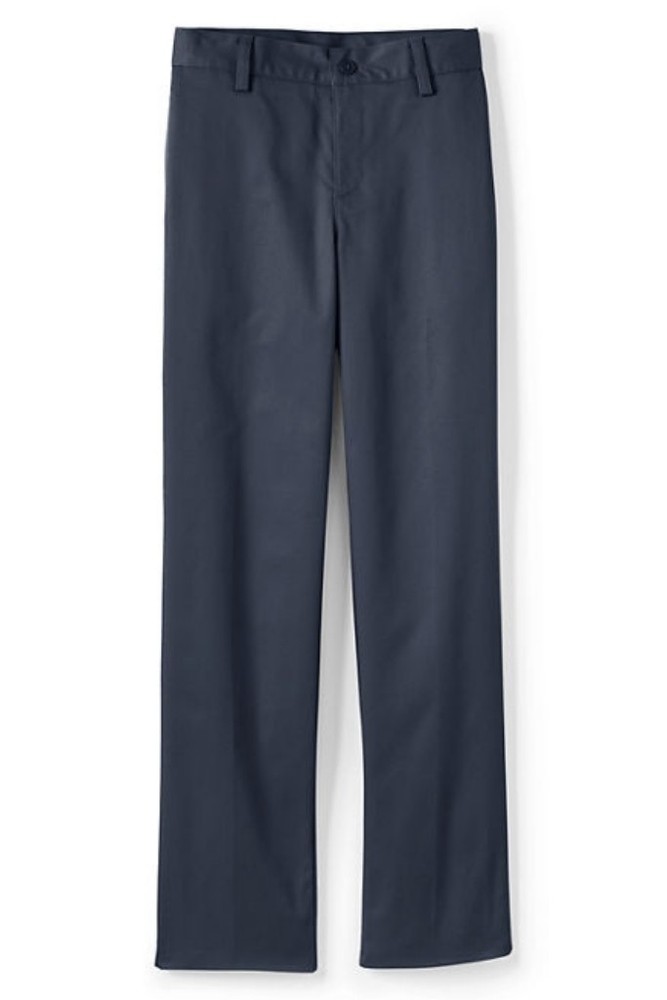 LANDS END Navy Plain Front School Uniforms Pants Boys 8 Slim NEW