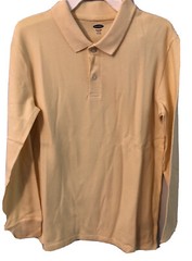 Old Navy Built-In Flex Pique L/S Uniform Polo for Boys Size XL 14-16Sweet Butter
