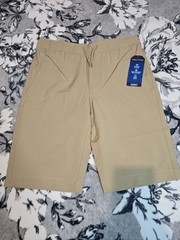 Nautica Boys Uniform Shorts Beige Size 8 Regular Polyester Spandex Adjustable W…