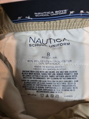 Nautica Boys Uniform Shorts Beige Size 8 Regular Polyester Spandex Adjustable W…
