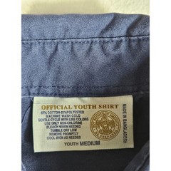 Boy Scouts of America Youth Medium Navy Blue Short Sleeve Uniform Shirt Patches