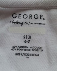 George Boys School Uniforms Long Sleeve Pique Polo Shirt White Size Small 6-7
