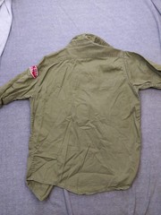 Vintage Boy Scouts Of America Shirt Boys XS Green Twill Button Front Uniform