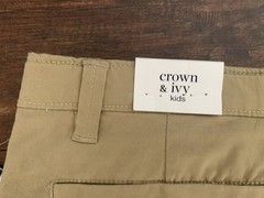 L@@K- Boys Crown & Ivy Khaki School Uniform Pants Sz 14 Husky Adj Wst NWT $46.50