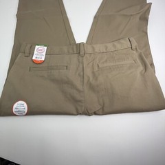 School Uniform Pants Husky 16 Straight Leg Beige Adjust Waist Stretch Reinforce